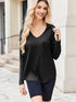 Leichter Damen Hoodie mit V-Ausschnitt & Taschen | Kapuzenpullover